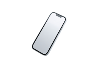 A light gray smartphone angled, blank screen