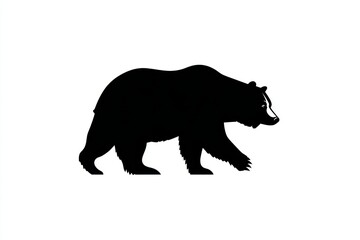 Silhouette of a walking bear on a white background
