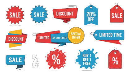 Discount Tags Vector Illustration Marketing and Promotion Labels Banners AI EPS PNG