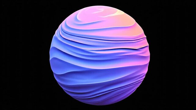 A digitally rendered, ovular shape exhibits a dynamic interplay of light and shadow across its surface. 