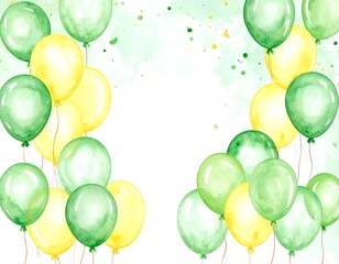 Watercolor balloons in lime green and yellow
