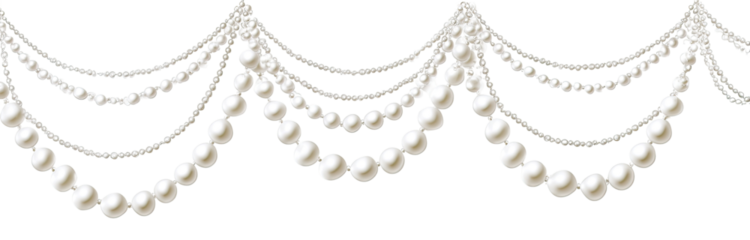 Ornate pearl garland.  Multiple strands of large, round pearls cascading in an elaborate decorative design