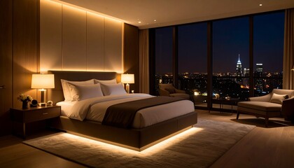 夜景の見えるホテルの部屋・ラグジュアリーホテル