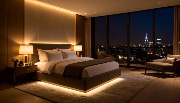 夜景の見えるホテルの部屋・ラグジュアリーホテル