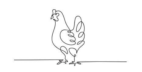 Black line art chicken