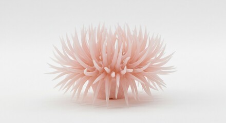 Softly lit pink sea anemone sculpture boasts delicate textured details. AI Generated