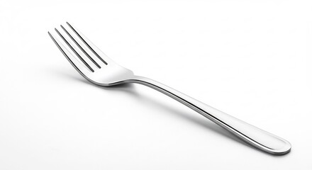 Sleek silver fork gleams brightly against pure white background. AI Generated