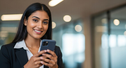 Young smiling Indian male student standing in university library with backpack