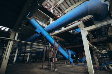 Naklejka premium Water steel pipe connecting in water supply industrial, Fitting on pipeline close up image