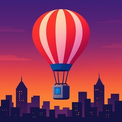 Whimsical City Escape Hot Air Balloon Adventure at Sunset