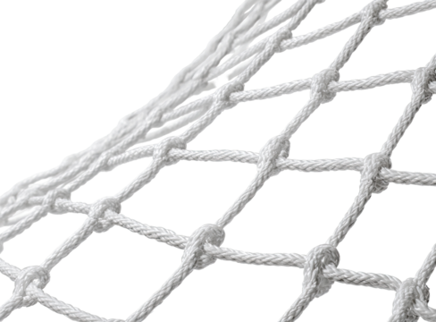 Close-up of a white net with intricate knotted patterns