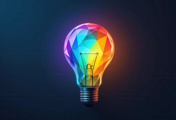 Abstract Rainbow Lightbulb with Geometric Shapes Design