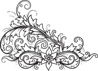 Ornate Floral Swirl Corner Design Illustration