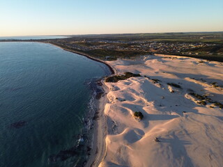 DUNES SUNSET WESTERN AUSTRALIA WATER OCEAN AERIAL VIEW