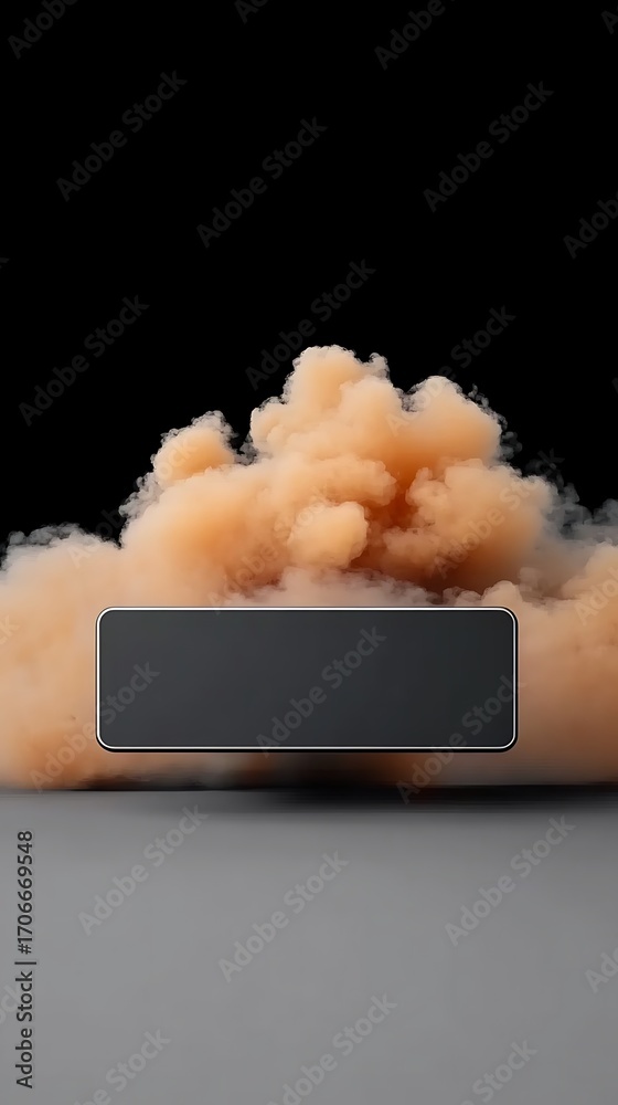 Wall mural layout movement shot abstract smoke cloud with blank space for text over dark background