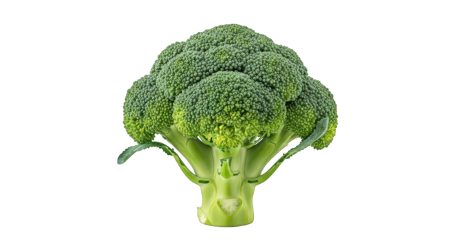 A Fresh Green Broccoli Head Showcasing its Intricate Florets and Healthy Appeal on a Transparent Canvas, Perfect for Promoting Wellness and Nutritious Food Choices