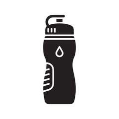 Sports water bottle glyph icon. Fitness hydration symbol for gym and exercise. Black silhouette vector illustration.