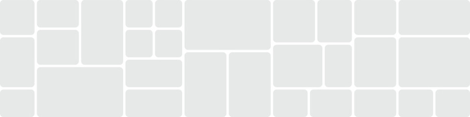 Photo collage template with bento grid system. Moodboard grid. Album brandboard. Mosaic pictures frame. Portfolio images. Simple scrapbook background vector illustration