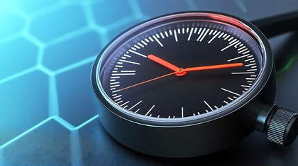 Design duration text concept, Analog Stopwatch on a Digital Background with a Blue Hue