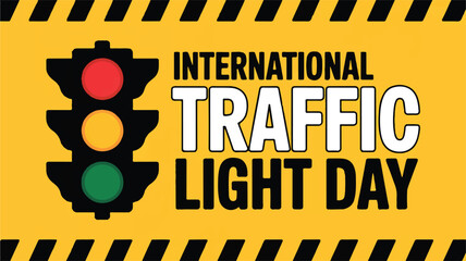 A vibrant graphic design illustration celebrating the global day for traffic signals, promoting road safety and urban transportation awareness