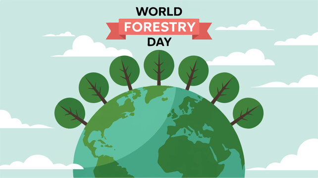 World Forestry Day Green Earth and Trees Banner