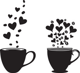 Coffee love heart design illustration vector graphic coffee beans cafe drink art cup