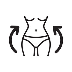 Weight loss icon, slim woman waist vector symbol. Body shaping, diet, and fitness concept illustration.