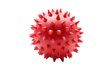 Red spiky massage ball isolated on a clean for wellness isolated on transparent background