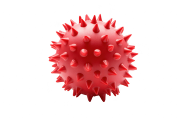 Red spiky massage ball isolated on a clean for wellness isolated on transparent background