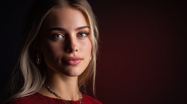 Grace and Elegance: A captivating portrait of a radiant woman, her beauty amplified by natural light and subtle elegance. Her eyes reflect a depth of emotion.