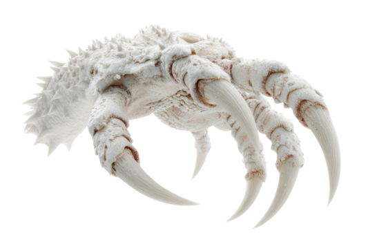 A detailed close-up of a large, pale claw, or appendage, with sharp, pointed talons.  Its texture appears rough and furry, almost like a prehistoric creature's limb