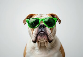 White Background Focuses on the Bulldog s Expressive Charm for St. Patrick s Design