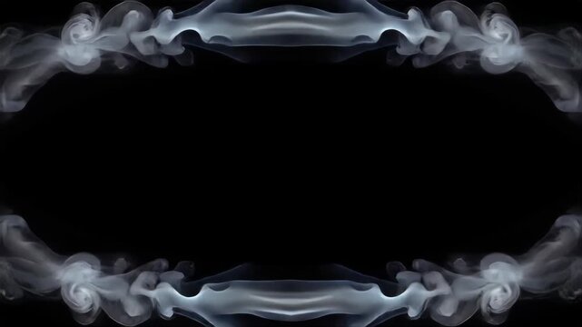 Smoke frame floating on black background. Space for text or design