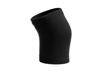 A black, close-up view of a soft, athletic knee sleeve.  It's a  simple,  supportive wrap