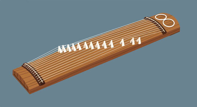 Traditional japanese koto musical instrument illustration offering a glimpse into japanese musical heritage and artistry and cultural richness