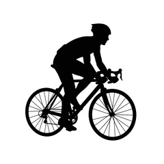 Fototapeta premium Cyclist riding a road bike silhouette isolated on white background