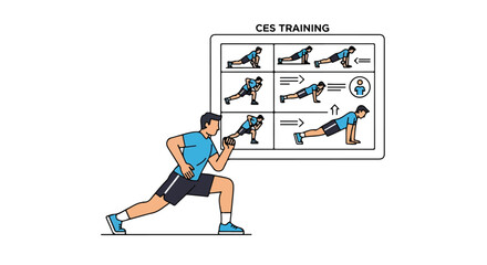 Illustrative representation showcasing a fitness routine emphasizing correct posture and movement sequences for effective results