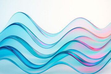 Abstract flowing waves of vibrant turquoise and pink colors creating a dynamic and fluid background