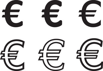 Collection of Euro Currency Symbols in Various Styles