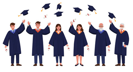 Graduation Ceremony Celebration Throwing Caps