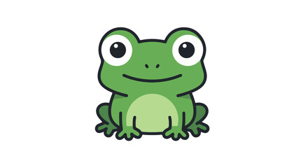Obraz premium Charming Cartoon Frog Illustration with Bold Outline and Welcoming Expression for Children's Content Projects