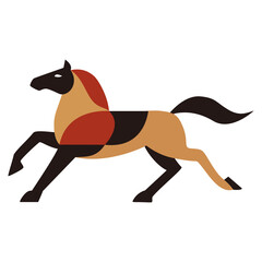 Minimalist geometric horse illustration pose - running