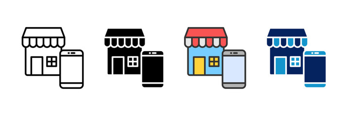 Social Shop Icon Set Multiple Style Collection