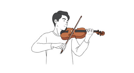 Elegant violin rendition, portraying passion and dedication to musical pursuits with graceful movements and focused expression