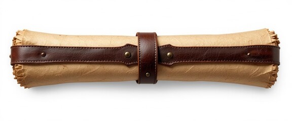 Bound Scroll Clipart  Antique Paper Scroll with Leather Binding and Clasp, Transparent