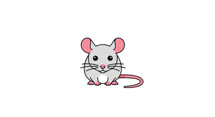 Charming cartoon mouse with a cute expression, poised on a white background, for children's illustrations and whimsical designs