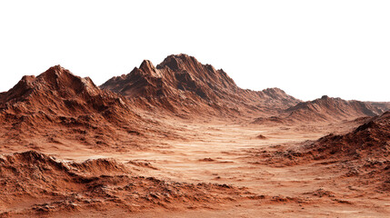 Alien planet landscape with rocky mountains isolated on transparent background