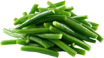 Pile of fresh green beans isolated on transparent background