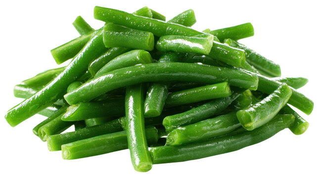 Pile of fresh green beans isolated on transparent background