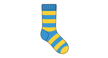 A whimsical illustration of a striped sock in a vibrant color palette showcasing warmth and style in everyday attire